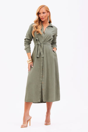 Chemise de Linho Dunas Verde Militar