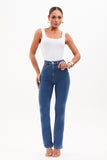 Calça Jeans Modeladora Clássica Reta Cós Super Alto