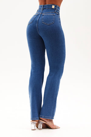 Calça Jeans Modeladora Clássica Reta Cós Super Alto