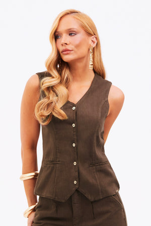 Colete de Linho Dunas Coffee