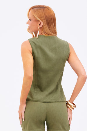 Colete de Linho Dunas Verde Militar