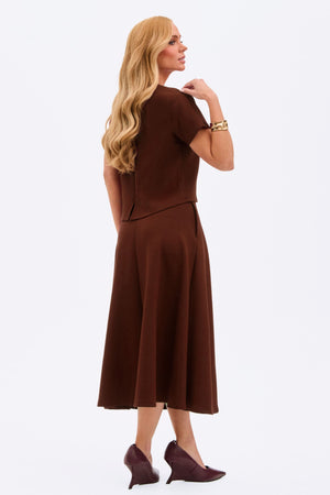 Saia Midi Evasê Comfort Office Coffee