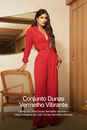 Conjunto Linho Dunas Vermelho Vibrante