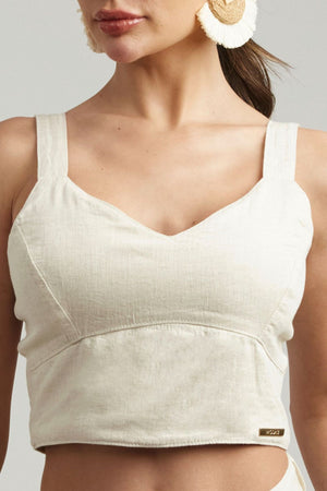 Cropped de Linho Térmico Dunas Areia