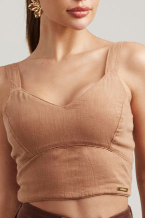 Cropped de Linho Térmico Dunas Terra