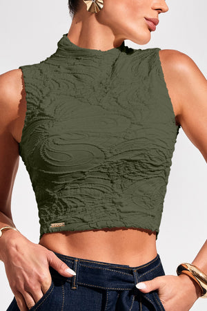 Cropped Gola Alta Perfect Stretch Verde