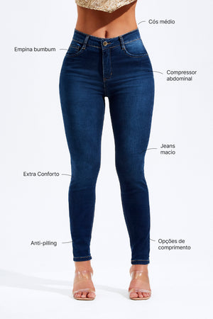 Calça Jeans Modeladora Curva dos Sonhos Skinny Cós Médio