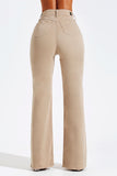 Calça Jeans Modeladora Wide Leg Nude
