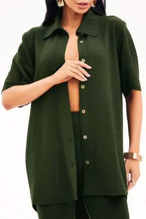 Camisa Manga Curta Comfort Office Verde