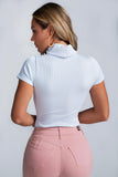 Blusa Canelada Premium Gola Alta Branca