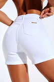 Shorts Jeans Modelador Branco Cós Super Alto