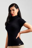 Blusa Canelada Premium Gola Alta Preta
