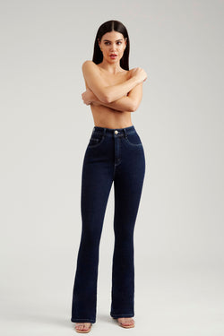Calça Jeans Modeladora Escura Flare