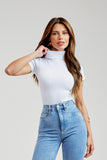 Blusa Canelada Premium Gola Alta Branca