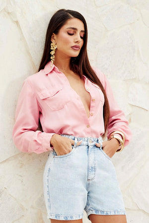 Camisa Feminina de Liocel Aura Rosa