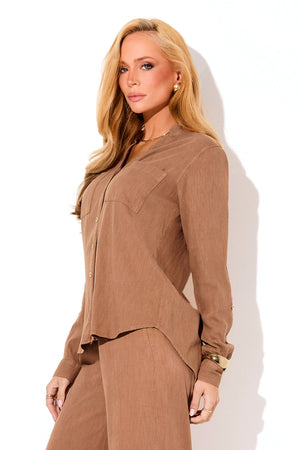 Camisa Feminina de Linho Dunas Terra