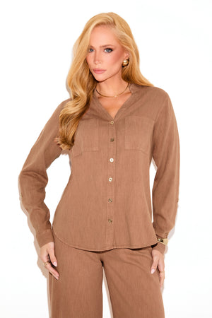 Camisa Feminina de Linho Dunas Terra