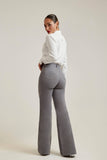 Calça Jeans Modeladora Wide Leg com Fenda Cinza Cós Super Alto