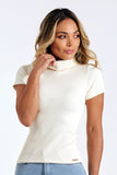 Blusa Canelada Premium Gola Alta Off White