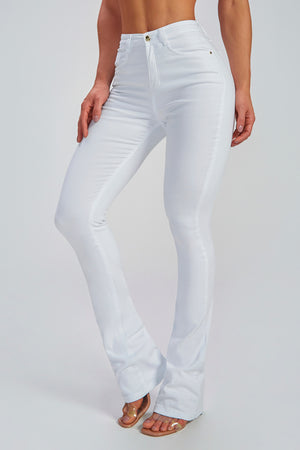 Calça Jeans Modeladora Milagrosa Boot Cut Cós Alto Branca