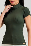 Blusa Canelada Premium Gola Alta Verde
