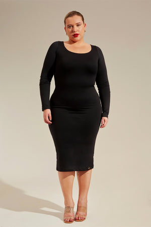Vestido Ultra Premium Curve Manga Longa - Preto