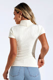 Blusa Canelada Premium Gola Alta Off White