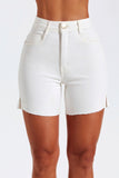 Shorts Jeans Modelador Off White Cós Super Alto
