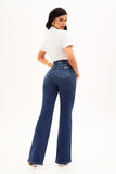 Calça Jeans Modeladora Essencial Wide Leg Jeans Escuro Cós Médio