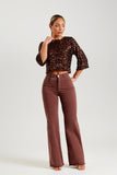 Calça Jeans Modeladora Wide Leg Coffee