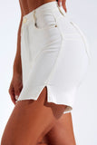 Shorts Jeans Modelador Off White Cós Super Alto