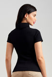 Blusa Canelada Premium Gola Alta Preta
