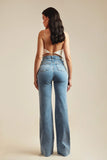 Calça Jeans Modeladora Basic Wide Leg Cós Super Alto