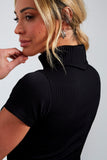 Blusa Canelada Premium Gola Alta Preta