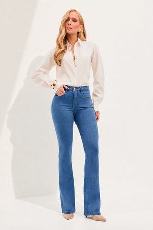 Calça Jeans Flare Modeladora Linea Cintura Média