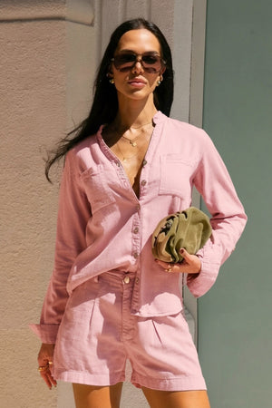 Shorts Alfaiataria de Linho Dunas Rosa