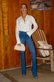 Calça Jeans Modeladora Inesquecível Boot Cut Cós Médio