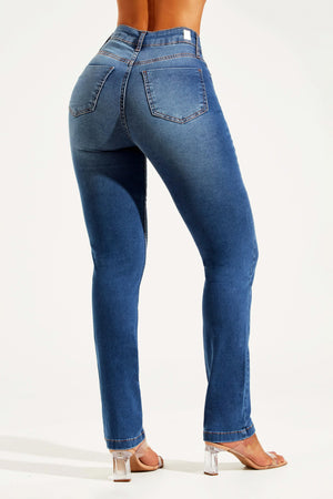 Calça Jeans Modeladora Inesquecível Reta Cós Médio
