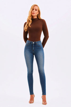 Calça Jeans Skinny Modeladora Inesquecível Cintura Média