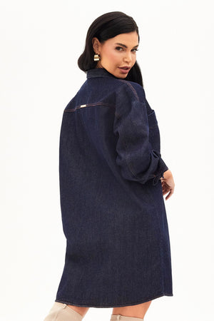 Jaqueta Jeans Escuro Alongada