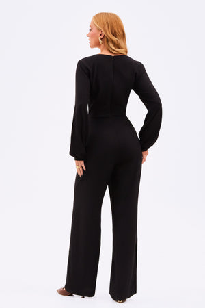 Macacão de Viscose Acetinada Essence Preto