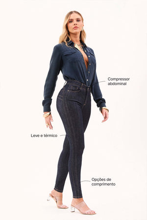 Calça Jeans Modeladora Mega Bumbum Skinny Fantástica Cós Alto