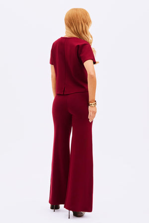 Calça Pantalona Comfort Office Basic Marsala