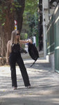 Stories de Calça Jeans Modeladora Wide Leg Preto Intenso Cós Super Alto