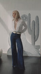 Stories de Calça Jeans Modeladora Luxury Pantalona Cós Super Alto