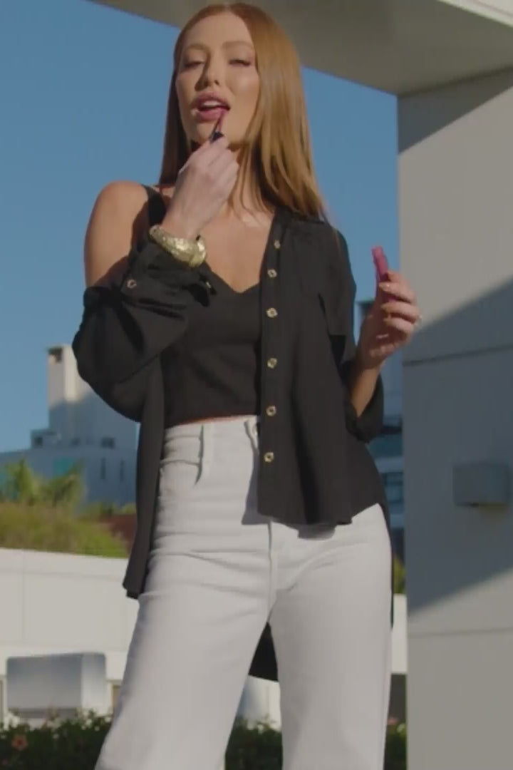 Cropped de Linho Térmico Dunas Preto