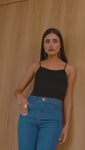 Stories de Calça Jeans Modeladora Linea Reta Cós Médio Jeans Médio