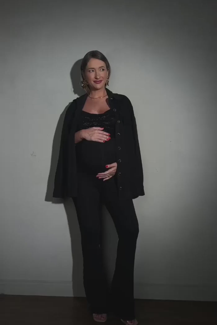 Calça Comfort Office Maternity Flare Preta