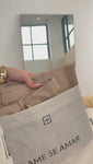 Stories de Calça Jeans de Rica Tecnológica Wide Leg Nude Cós Médio