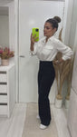 Stories de Calça Jeans Modeladora Wide Leg Preto Intenso Cós Super Alto